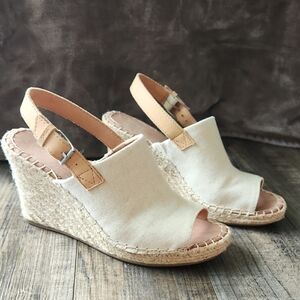 Toms Cream Espadrille Wedge Sandals